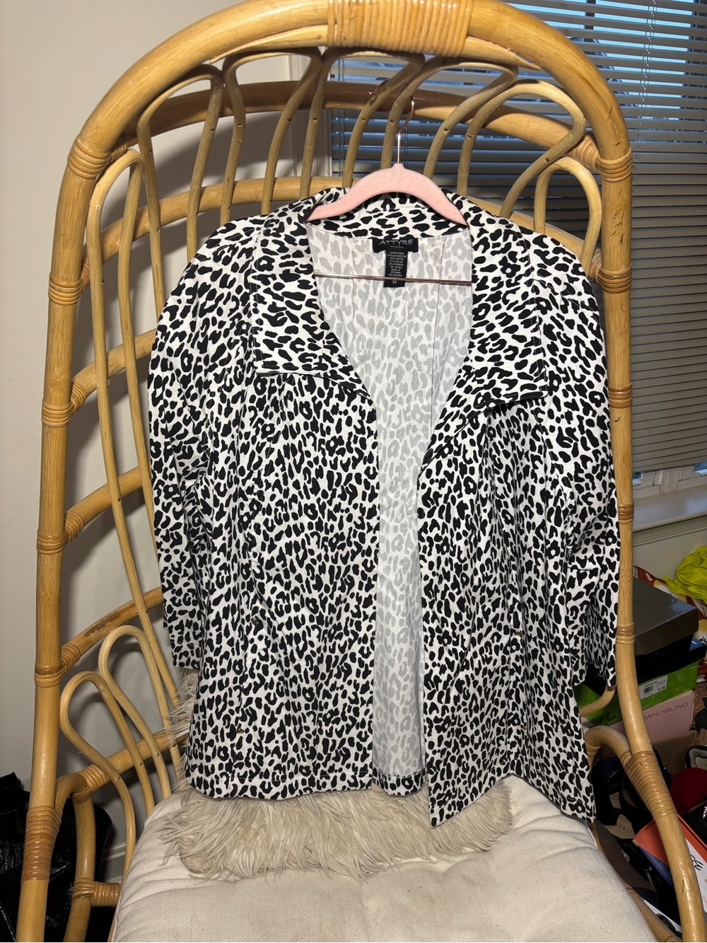 Attyre Black & White Leopard Print Open Cardigan